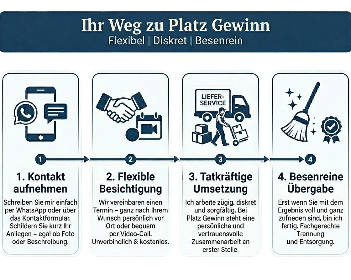 Ihr Entrümpelungs-Ablauf: Sicher & besenrein Ablauf einer professionellen Haushaltsauflösung mit Platz Gewinn Braunschweig